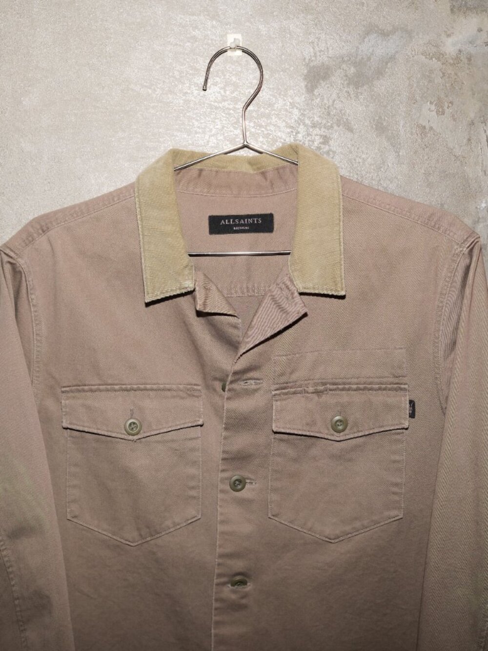 AllSaints Corduroy Collar Utility Overshirt Mauve - Picture 2 of 3